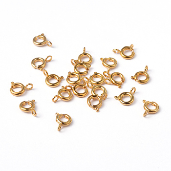 Brass Spring Ring Clasps, Jewelry Components, Golden, 6mm, Hole: 1.5mm