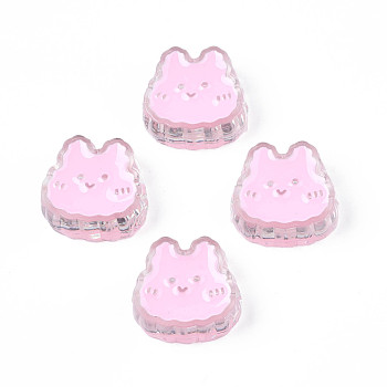 Transparent Acrylic Beads, with Enamel, Rabbit, Pearl Pink, 18x19x8mm, Hole: 3mm