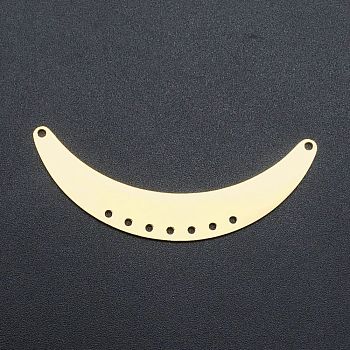 201 Stainless Steel Chandelier Components Links, 9 hole Links, Laser Cut, Moon, Golden, 20x53x1mm, Hole: 1.6mm