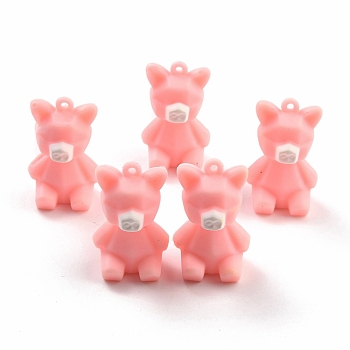 PVC Faceted Cartoon Pig Pendants, for DIY Keychain Making, Pink, 44x27x27.5mm, Hole: 3mm