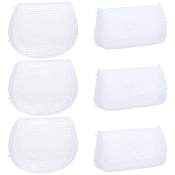 6Pcs 2 Styles PE Canvas Sheets, Bucket Bag Template, for Yarn Crafting, Knit and Crochet Projects, White, 338~423x228~356x1.5mm, 3pcs/style