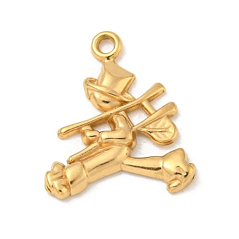 Ion Plating(IP) 304 Stainless Steel Pendants, Human Charm, Real 18K Gold Plated, 17.5x15x2mm, Hole: 1.4mm