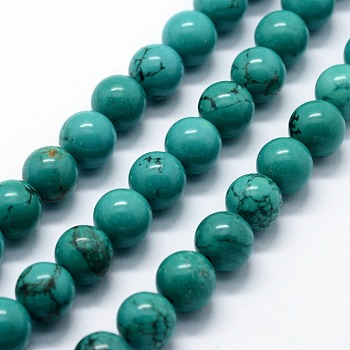 Natural Magnesite Beads Strands, Dyed & Heated, Round, 8mm, Hole: 0.8mm, about 47pcs/strand,  14.96 inch(38cm)