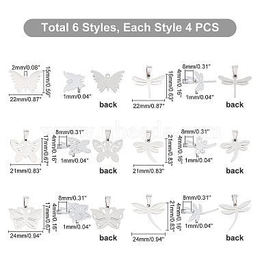 Unicraftale 24Pcs 6 Style 304 Stainless Steel Stamping Blank Tag Pendants(STAS-UN0025-78)-5