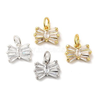 Mixed Color Clear Bowknot Brass+Cubic Zirconia Charms