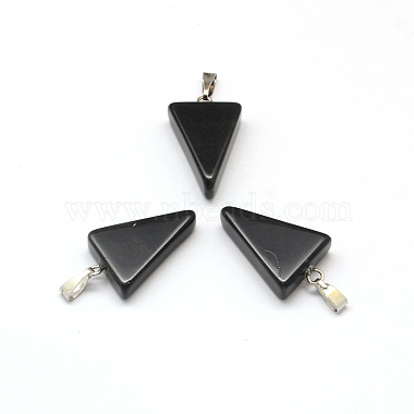 Triangle naturel pendentifs en pierre noire(X-G-Q356-07)-2
