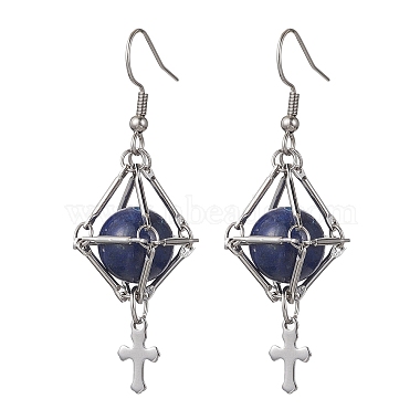 Cross Lapis Lazuli Earrings