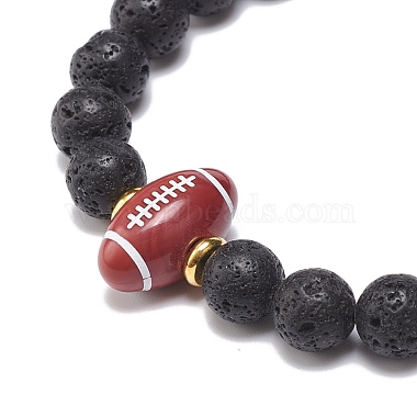 Bracelet en pierre de lave naturelle et perles tressées en acrylique(BJEW-JB08554)-6