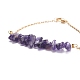 2Pcs 2 Color Natural Amethyst Chip Beaded Link Bracelets Set with 304 Stainless Steel Cable Chains(BJEW-JB07914-03)-5