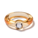 Transparent Acrylic Finger Rings, Goldenrod, US Size 7 1/2(17.7mm)(RJEW-T010-07A)