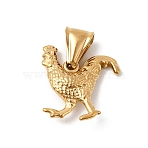 304 Stainless Steel Pendant Rhinestone Settings, Chick Charms, Ion Plating(IP), Real 20K Gold Plated, Fit for 1mm Rhinestone, 20x19x5mm, Hole: 8mm(STAS-B167-14A-G)