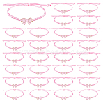 30Pcs Alloy Enamel Link Bracelets, Braided Nylon Cord Bracelets for Women, Bowknot, Golden, Pink, Inner Diameter: 5/8~3-1/2 inch(1.5~9cm)(BJEW-DC00022)