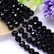 Faceted Round Imitation Austrian Crystal Bead Strands, Grade AAA, Black, 8mm, Hole: 0.9~1mm, about 50pcs/strand, 15.7 inch(G-M182-8mm-23A)