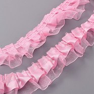 Polyester Ruffled Trimming, for Doll Clothes, Lolita Costume Accessories, Pink, 40x1mm(DIY-WH0308-395A)