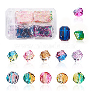260Pcs 13 Colors Two Tone Transparent Spray Painted Acrylic Corrugated Beads, for Name Bracelets & Jewelry Making, Round, Mixed Color, 7.5~8x7.5mm, Hole: 1.5mm, 20pcs/color(ACRP-CD0001-01)
