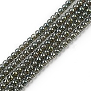 Electroplate Glass Beads Strands, Full Rainbow Plated, Round, Gray, 2.3mm, Hole: 0.3mm, about 180~183pcs/strand, 14.09~14.33''(35.8~36.4cm)(EGLA-K014-A-FR07)
