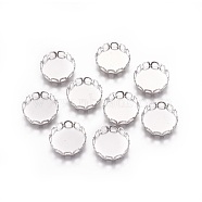 316 Surgical Stainless Steel Lace Edge Bezel Cups, Cabochon Settings, Flat Round, Stainless Steel Color, Tray: 12mm, 13x3mm(STAS-I118-07P-02)