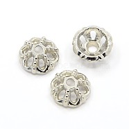 Alloy Flower Bead Caps & Cones, Nickel Free, Platinum, 9x4mm, Hole: 1mm(X-PALLOY-J357-02P-NF)