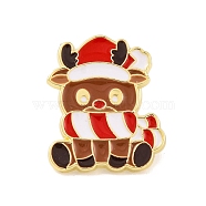 Christmas Theme Enamel Pins, Alloy Brooches for Backpack Clothes, Deer, 20x17x1mm(JEWB-M043-01B)