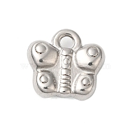 Non-Tarnish 304 Stainless Steel Charms, Butterfly Charms, Stainless Steel Color, 12x13x4mm, Hole: 1.8mm(STAS-N103-23P)