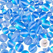 Synthetic Moonstone Beads Strands, Dyed, Holographic Beads, Half AB Color Plated, Frosted, Round, with 1 Roll Elastic Crystal Thread, Spring Green, Beads: 6~10mm, Hole: 1mm, 135pcs/box(G-SZ0001-86C)