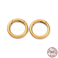 925 Sterling Silver Spring Gate Rings, Antique Golden, 16.5x2mm, Inner Diameter: 12mm(STER-D036-10AG-01)