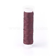 Round Waxed Polyester Twisted Cord, Micro Macrame Cord, for Leather Projects, Bookbinding, Dark Red, 0.65mm, about 21.87 yards(20m)/roll(YC-L003-D-22)