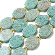 Natural Amazonite Beads Strands, with Seed Beads, Flat Oval, 18x14~14.5x5~6mm, Hole: 1.2mm, about 18pcs/strand, 15.20~15.28 inch(38.6~38.8cm)(G-G072-C02-01)