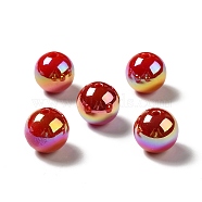 UV Plating Rainbow Iridescent Acrylic Beads, Round, Dark Red, 15~15.5x15.5~16mm, Hole: 2.7mm(PACR-D070-01J)