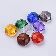 Transparent Acrylic Beads, Faceted, Rondelle, Mixed Color, 8x5mm, Hole: 1.4mm, about 2700pcs/500g(TACR-Q258-8mm-V)