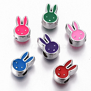 UV Plating Acrylic Beads, with Enamel, Rabbit, Mixed Color, 15x10x7.5mm, Hole: 3.5mm(OACR-R077-03-P)
