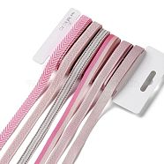 18 Yards 6 Styles Polyester Ribbon, for DIY Handmade Craft, Hair Bowknots and Gift Decoration, Pink Color Palette, Pale Violet Red, 3/8~1/2 inch(9~12mm), about 3 yards/style(SRIB-Q022-D16)