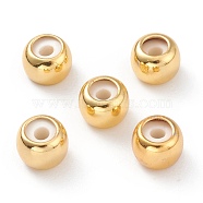 Brass Beads, Rubber inside, Slider Beads, Stopper Beads, Long-lasting Plated, Rondelle, Real 18K Gold Plated, 7x5mm, Hole: 2mm(KK-A148-02G-A)