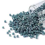 TOHO Round Seed Beads, Japanese Seed Beads, (1208) Opaque Blue Marbled, 8/0, 3mm, Hole: 1mm, about 1110pcs/50g(SEED-XTR08-1208)