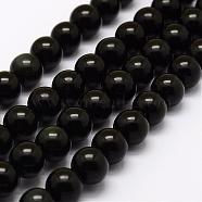 Natural Green Eyes Obsidian Beads Strands, Round, 10mm, Hole: 1mm, about 39pcs/strand, 15.3 inch(39cm)(G-G685-10mm)