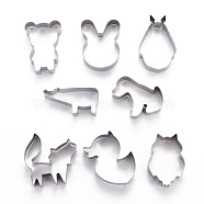 Stainless Steel Mixed Animal Shape Cookie Candy Food Cutters Molds, for DIY, Kitchen, Baking, Kids Birthday Party Supplies Favors, Stainless Steel Color, 84.5x54x20.5mm, 9pcs/Set(DIY-H142-02P)