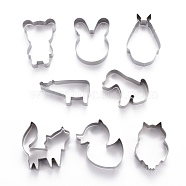 Non-Tarnish Stainless Steel Mixed Animal Shape Cookie Candy Food Cutters Molds, for DIY, Kitchen, Baking, Kids Birthday Party Supplies Favors, Stainless Steel Color, 84.5x54x20.5mm, 9pcs/Set(DIY-H142-02P)