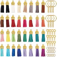 DIY Keychain Making Kits, with Faux Suede Cord Tassels Pendant Decorations, Iron Split Key Rings and Brass Jump Rings, Mixed Color, 214pcs/set(HJEW-NB0001-10)