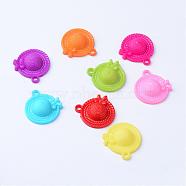 Opaque Acrylic Pendants, Hat, Mixed Color, 31x28.5x9mm, Hole: 3mm, about 200pcs/500g(SACR-S202-14)