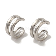 Rack Plating Brass Clip-on Earrings, Long-Lasting Plated, Lead Free & Cadmium Free, Platinum, 13~14x6mm(EJEW-R162-26P-01)