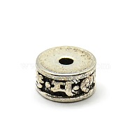 Tibetan Style Alloy Flat Round Spacer Beads, Antique Silver, 10x5mm, Hole: 2mm(TIBEB-O003-04)
