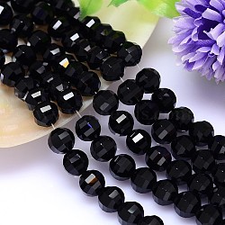 Faceted Round Imitation Austrian Crystal Bead Strands, Grade AAA, Black, 8mm, Hole: 0.9~1mm, about 50pcs/strand, 15.7 inch(G-M182-8mm-23A)
