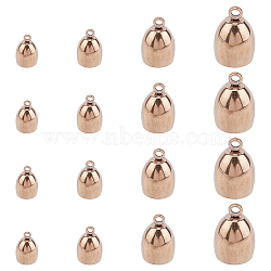 PVD Vacuum Plating 304 Stainless Steel Cord Ends, End Caps, Rose Gold, 8~14x4~10mm, Hole: 2mm, 3~8mm inner diameter, 16pcs/box(STAS-UN0010-59RG)