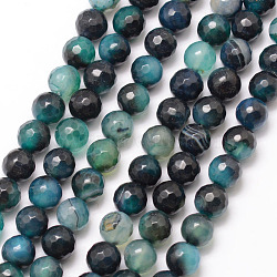 Natural Fire Crackle Agate Bead Strands, Round, Grade A, Faceted, Dyed & Heated, Medium Turquoise, 8mm, Hole: 1mm, about 47pcs/strand, 15 inch(X-G-K166-06F-8mm-03)