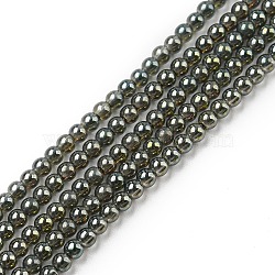 Electroplate Glass Beads Strands, Full Rainbow Plated, Round, Gray, 2.3mm, Hole: 0.3mm, about 180~183pcs/strand, 14.09~14.33''(35.8~36.4cm)(EGLA-K014-A-FR07)