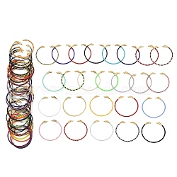 Braided Steel Wire Bangles Making, with Golden Tone Brass Beads, Rack Plating, Long-Lasting Plated, Mixed Color, 0.14~0.15 inch(0.35cm~0.38cm), Inner Diameter: 1.89~1.97 inch(4.8~5cm)x2.30~2.34 inch(5.85~5.95cm)(KK-CBA6056-02G)