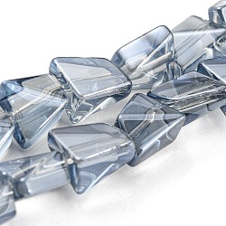 Pearl Luster Plated Electroplate Transparent Glass Beads Strands, Faceted Polygon, Slate Gray, 8x7x5mm, Hole: 1mm, about 80pcs/strand, 25.04 inch(63.6cm)(EGLA-G037-06A-PL02)