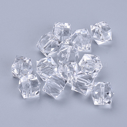 Transparent Acrylic Beads, Faceted, Cube, Clear, 14x14x12mm, Hole: 2mm(X-TACR-Q259-14mm-V01)