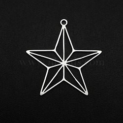 Non-Tarnish 201 Stainless Steel Pendants, Laser Cut, Geometry Star, Stainless Steel Color, 30.5x29.5x1mm, Hole: 1.6mm(STAS-R111-JA689)