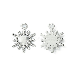 304 Stainless Steel Charms, Sun Charms, Stainless Steel Color, 14.5x12x1.5mm, Hole: 1.6mm(STAS-L269-039P)